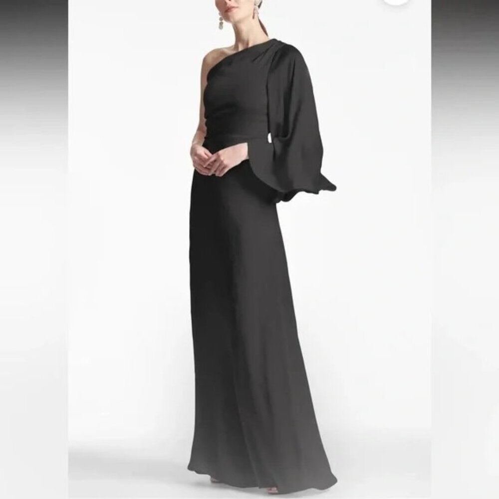 Sachin & Babi Keely Black One Shoulder Gown Dress size 6 - Picture 3 of 17